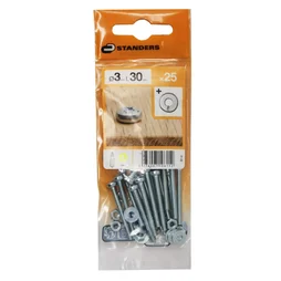 Lot De 25 Boulons Tête Cylindrique Acier Zingué, L.30 X Diam.3 Mm Standers