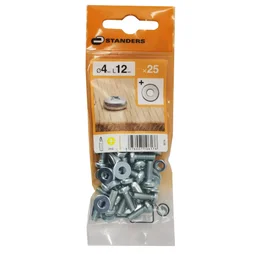 Lot De 25 Boulons Tête Cylindrique Acier Zingué, L.12 X Diam.4 Mm Standers