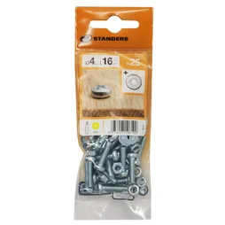 Lot De 25 Boulons Tête Cylindrique Acier Zingué, L.16 X Diam.4 Mm Standers