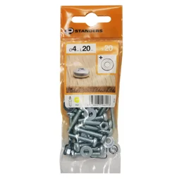 Lot De 20 Boulons Tête Cylindrique Acier Zingué, L.20 X Diam.4 Mm Standers