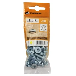 Lot De 20 Boulons Tête Cylindrique Acier Zingué, L.15 Standers