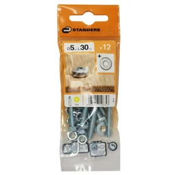 Lot De 12 Boulons Tête Cylindrique Acier Zingué, L.30 X Diam.5 Mm Standers