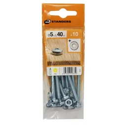 Lot De 10 Boulons Tête Cylindrique Acier Zingué, L.40 X Diam.5 Mm Standers