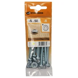 Lot De 8 Boulons Tête Cylindrique Acier Zingué, L.50 X Diam.5 Mm Standers