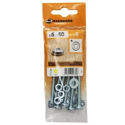 Lot De 6 Boulons Tête Cylindrique Acier Zingué, L.60 X Diam.5 Mm Standers