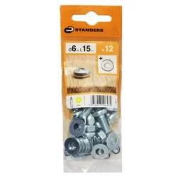 Lot De 12 Boulons Tête Cylindrique Acier Zingué, L.15 X Diam.6 Mm Standers