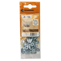Lot De 30 Boulons Tête 6 Pans Acier Zingué, L.10 X Diam.3 Mm Standers