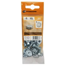 Lot De 20 Boulons Tête 6 Pans Acier Zingué, L.15 X Diam.5 Mm Standers