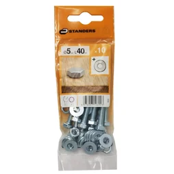 Lot De 10 Boulons Tête 6 Pans Acier Zingué, L.40 X Diam.5 Mm Standers