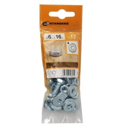 Lot De 12 Boulons Tête 6 Pans Acier Zingué, L.16 X Diam.6 Mm Standers