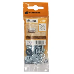 Lot De 10 Boulons Tête 6 Pans Acier Zingué, L.20 Standers