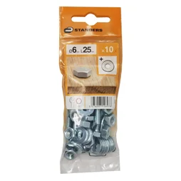 Lot De 10 Boulons Tête 6 Pans Acier Zingué, L.25 X Diam.6 Mm Standers