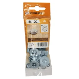 Lot De 6 Boulons Tête 6 Pans Acier Zingué, L.20 X Diam.8 Mm Standers