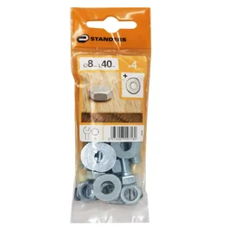 Lot De 4 Boulons Tête 6 Pans Acier Zingué, L.40 X Diam.8 Mm Standers