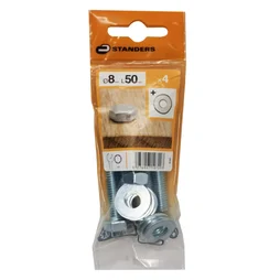 Lot De 4 Boulons Tête 6 Pans Acier Zingué, L.50 X Diam.8 Mm Standers