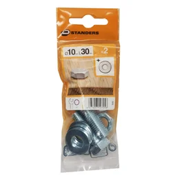 Lot De 2 Boulons Tête 6 Pans Acier Zingué, L.30 X Diam.10 Mm Standers