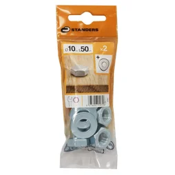Lot De 2 Boulons Tête 6 Pans Acier Zingué, L.50 X Diam.10 Mm Standers