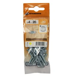 Lot De 20 Boulons Tête Autofraisée Plate Acier Zingué, L.20 X Diam.4 Mm Standers