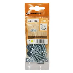 Lot De 20 Boulons Tête Autofraisée Plate Acier Zingué, L.25 X Diam.4 Mm Standers