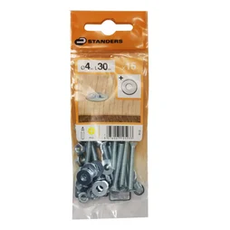 Lot De 15 Boulons Tête Autofraisée Plate Acier Zingué, L.30 X Diam.4 Mm Standers