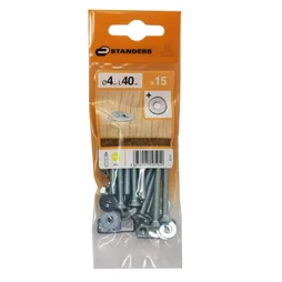 Lot De 15 Boulons Tête Autofraisée Plate Acier Zingué, L.40 X Diam.4 Mm Standers