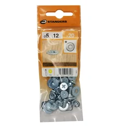 Lot De 20 Boulons Tête Autofraisée Plate Acier Zingué, L.12 X Diam.5 Mm Standers