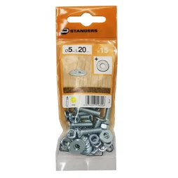 Lot De 15 Boulons Tête Autofraisée Plate Acier Zingué, L.20 X Diam.5 Mm Standers