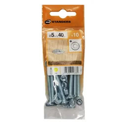 Lot De 10 Boulons Tête Autofraisée Plate Acier Zingué, L.40 X Diam.5 Mm Standers