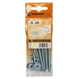 Lot De 6 Boulons Tête Autofraisée Plate Acier Zingué, L.60 X Diam.5 Mm Standers