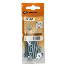 Lot De 6 Boulons Tête Autofraisée Plate Acier Zingué, L.80 X Diam.5 Mm Standers
