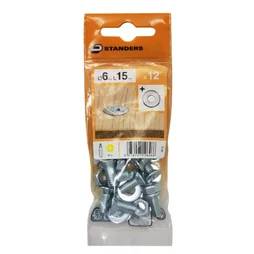 Lot De 12 Boulons Tête Autofraisée Plate Acier Zingué, L.15 X Diam.6 Mm Standers