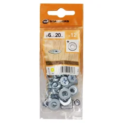 Lot De 12 Boulons Tête Autofraisée Plate Acier Zingué, L.20 X Diam.6 Mm Standers