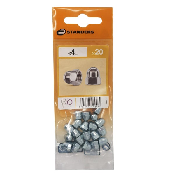 Lot De 20 Écrous Borgne Acier, Diam.4 Mm Standers