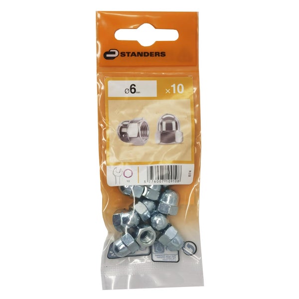 Lot De 10 Écrous Borgne Acier, Diam.6 Mm Standers