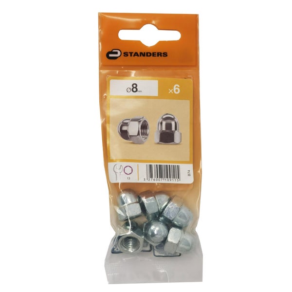 Lot De 6 Écrous Borgne Acier, Diam.8 Mm Standers