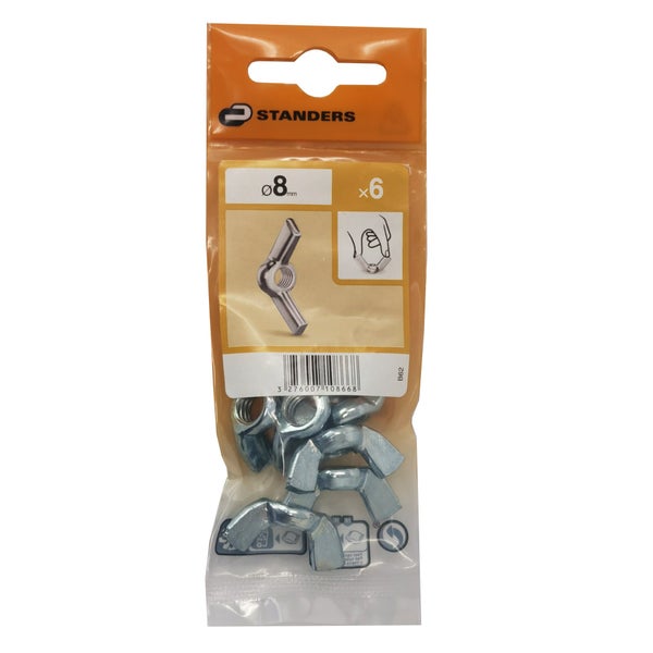 Lot De 6 Écrous Oreilles Acier, Diam.8 Mm Standers