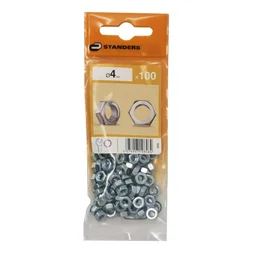 Lot De 100 Écrous 6 Pans Acier, Diam.4 Mm Standers