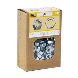 Lot De 140 Écrous 6 Pans Acier, Diam.8 Mm Standers