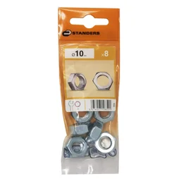 Lot De 8 Écrous 6 Pans Acier, Diam.10 Mm Standers