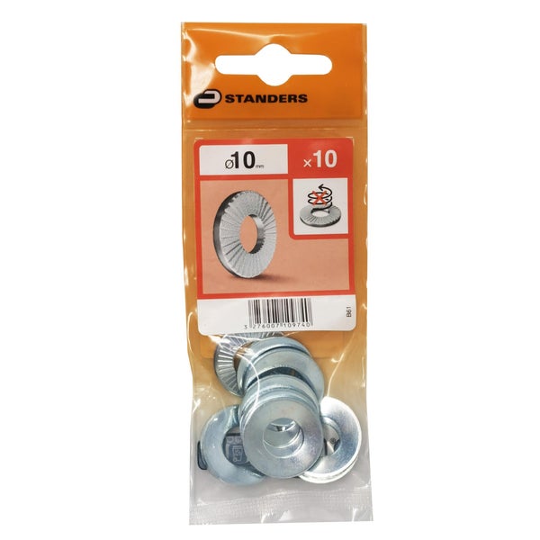 Lot De 10 Rondelles Acier Carbone Zingué, Diam.10.2 Mm Standers