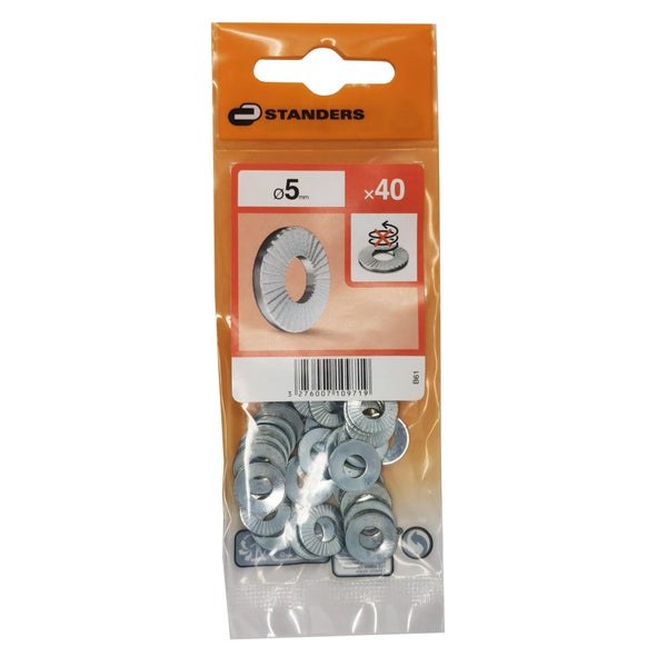 Lot De 40 Rondelles Acier Carbone Zingué, Diam.5.1 Mm Standers