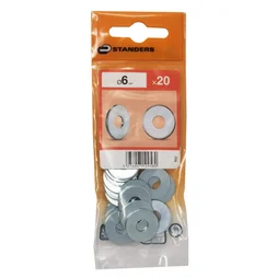 Lot de 20 rondelles en acier carbone zingué, STANDERS, diam.6.4 mm