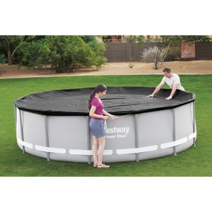 Bâche de sécurité ronde pour piscine tubulaire, BESTWAY, L.427 x l.427 cm