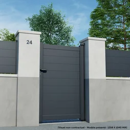 Portillon Battant Aluminium Lao Gris Anthracite Naterial, L.100X H.170 Cm
