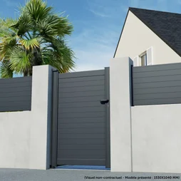Portillon Battant Aluminium Concarneau Gris Anthracite Naterial, L.100X H.153 Cm