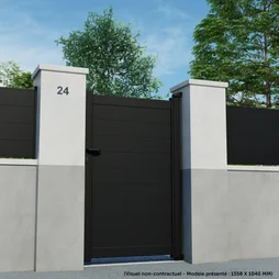 Portillon Battant Naterial Lao L.100 X H.170 Cm, Noir