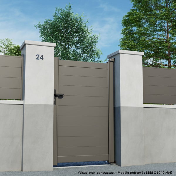 Portillon Battant Aluminium Lao Anthracite Naterial, L.100X H.170 Cm
