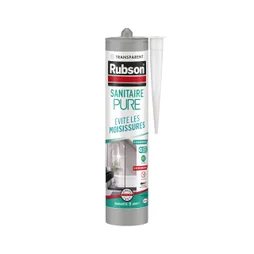 Mastic silicone sanitaire pure transparent RUBSON anti moisissur cartouche 280 ml
