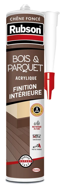 Mastic bois/parquet acrylique RUBSON chêne foncé cartouche 280ml