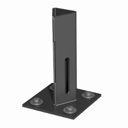 Platine piquet acier galvanisé plastifié à visser gris, H. 15.5 cm